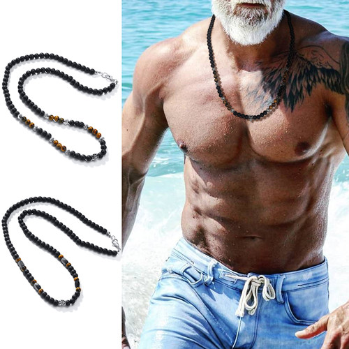 BOHO BEADED NECKLACES FOR MEN ETHNIC NECKLACE MALA NECKLACE