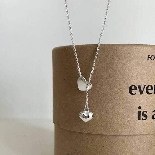Sterling Silver Necklace Heart Pendant Love Adjustable