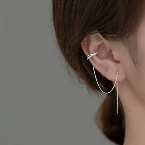 1Pcs Silver Plated Ear Cuff Earrings Non-Piercing Zircon