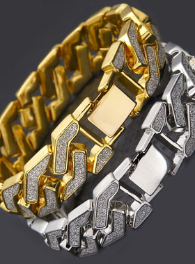 Rhinestone Cuban Bracelet Iced Out Link Chain for Men Hip