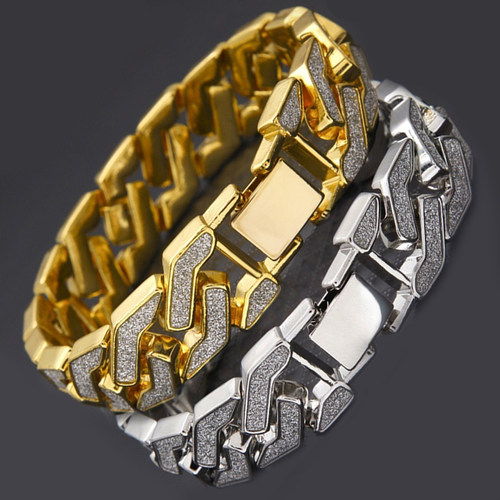 Rhinestone Cuban Bracelet Iced Out Link Chain for Men Hip