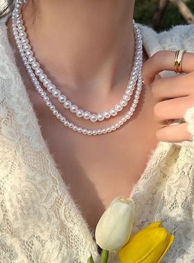 2023 Fashion Elegant Pearl Chain Choker Necklace For Women W
