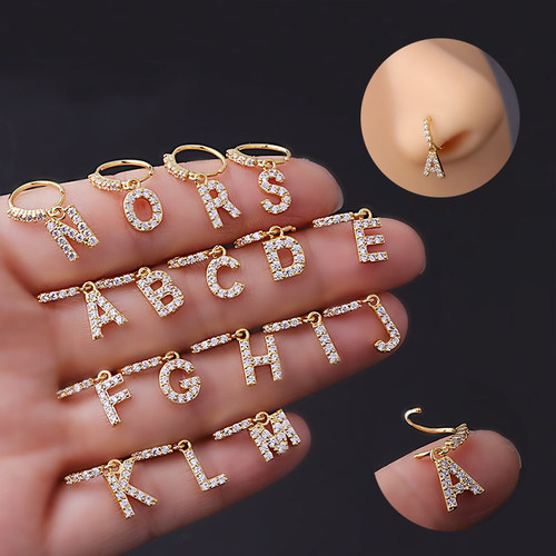 1Piece Korean fashion Piercing Single Letter Nose Ring Cuff