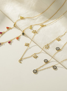 2024 Stars Moon Real Sterling Silver Necklace For Women