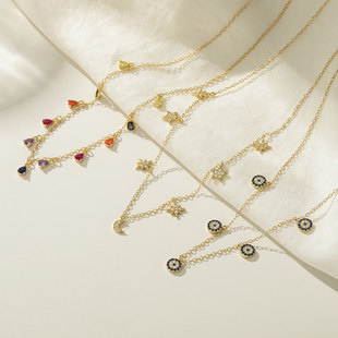 2024 Stars Moon Real Sterling Silver Necklace For Women