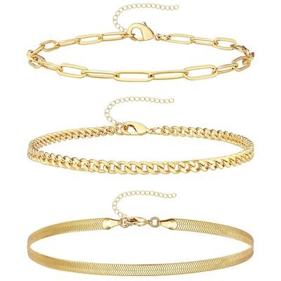 3Pcs Stainless Steel Anklet Set For Women Snake Twisted