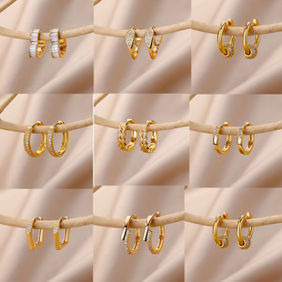 Color Hoop Earrings Stainless Women Gold For Fashion Steel