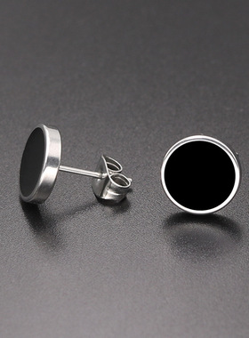 2Pcs/1Pair Stainless Steel Studs Earrings Round Shaped with