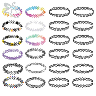 ZS 12Pcs Vintage Stretch Choker Necklace Lady Girl Tattoo