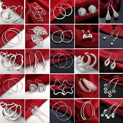 Top Quality 925 Sterling Silver Earrings Simple Round