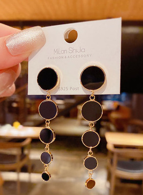 Retro Black Earrings South Korea Fashion Temperament Thin