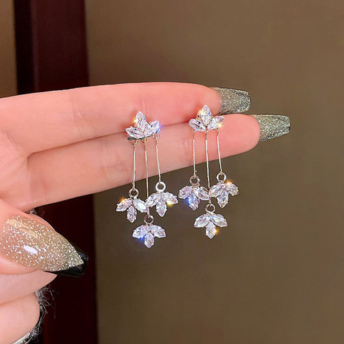 New Tassel Zircon Drop Earrings for Women High Quality