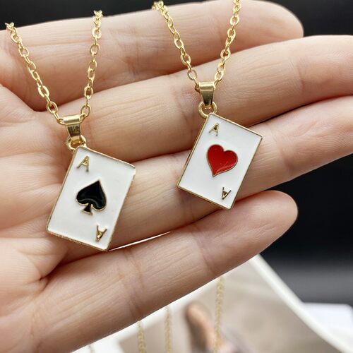 Statement Poker Necklace Lucky Ace of Spades Pendant