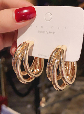 Fashion Za Gold Color Metal Drop Earrings for Women Steam