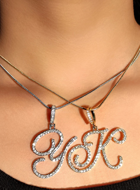 Hot A-Z Initial Cursive Letters Pendant Necklace For Women