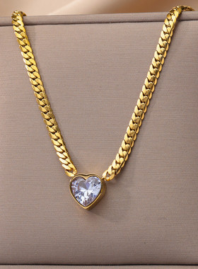 316L Stainless Steel Heart White Crystal Green Cubic Zirconi