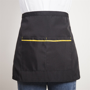 围腰半身围裙商用家用可印字logo黑色时尚 简约洗碗餐厅咖啡馆工装
