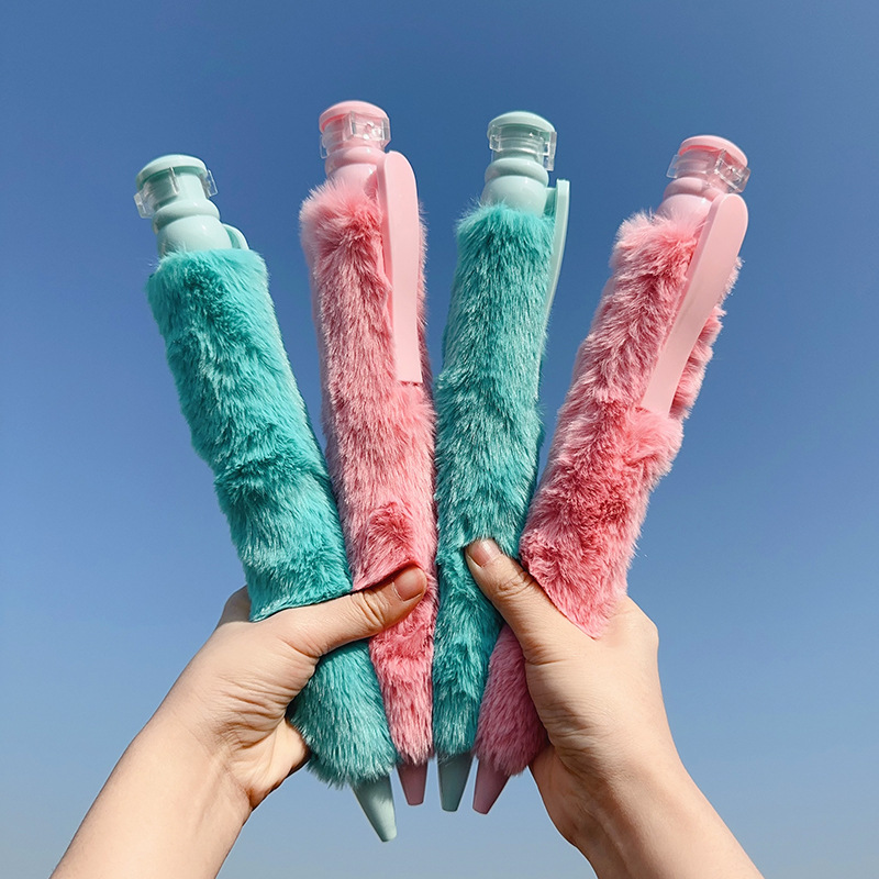 胖塔毛绒笔巨无霸圆珠笔高颜值超大号状元笔卡通个性创意搞笑礼品