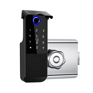 老式防盗门防水指纹锁电子密码牛头不锈钢铁门农村大门改智能门锁