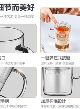 S001玻璃办公室泡茶杯单个过滤功夫喝茶杯个人专用杯茶具