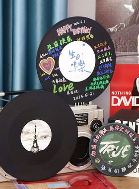 仿真黑胶唱片涂鸦diy手工生日碟片唱碟12寸光盘摆件可涂色黑胶片
