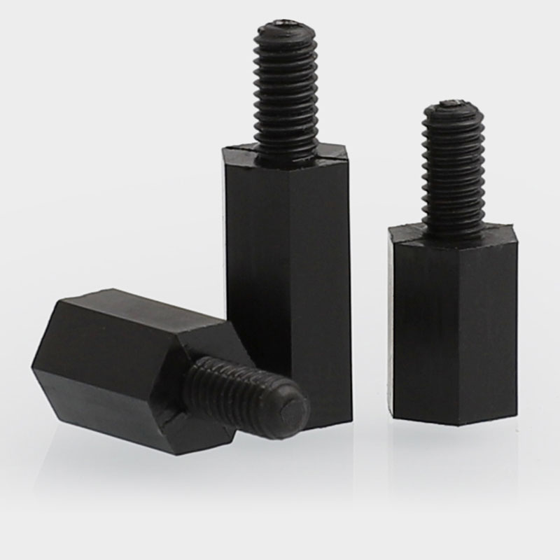 黑色六角尼龙塑料支撑绝缘单头