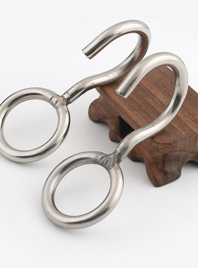 304不锈钢免打孔钩带圈问号钩套管钩圆环吊钩厨房浴室窗帘S钩圆管