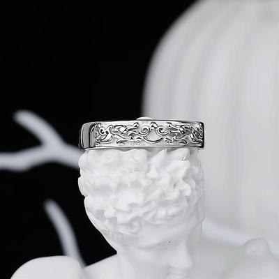 施华洛士奇饰品925银戒指财运常在可调节貔貅时尚男士百搭指环