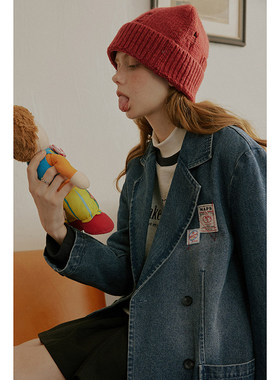 午睡自制 牛仔西装外套女秋季日系复古学院风套装小个子休闲西服