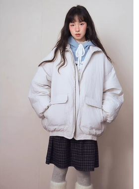 双领设计感羽绒服女冬宽松90白鸭绒保暖外套小个子