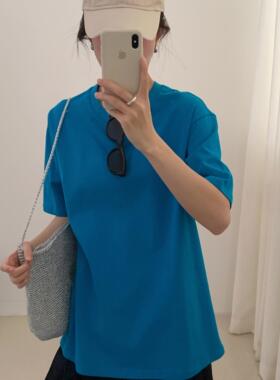 荷宝娜白色纯棉短袖t恤女2025年春季新款潮百搭宽松纯色简约上衣