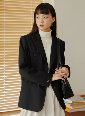 复古黑色小西装外套女初春季设计感套装气质休闲西服