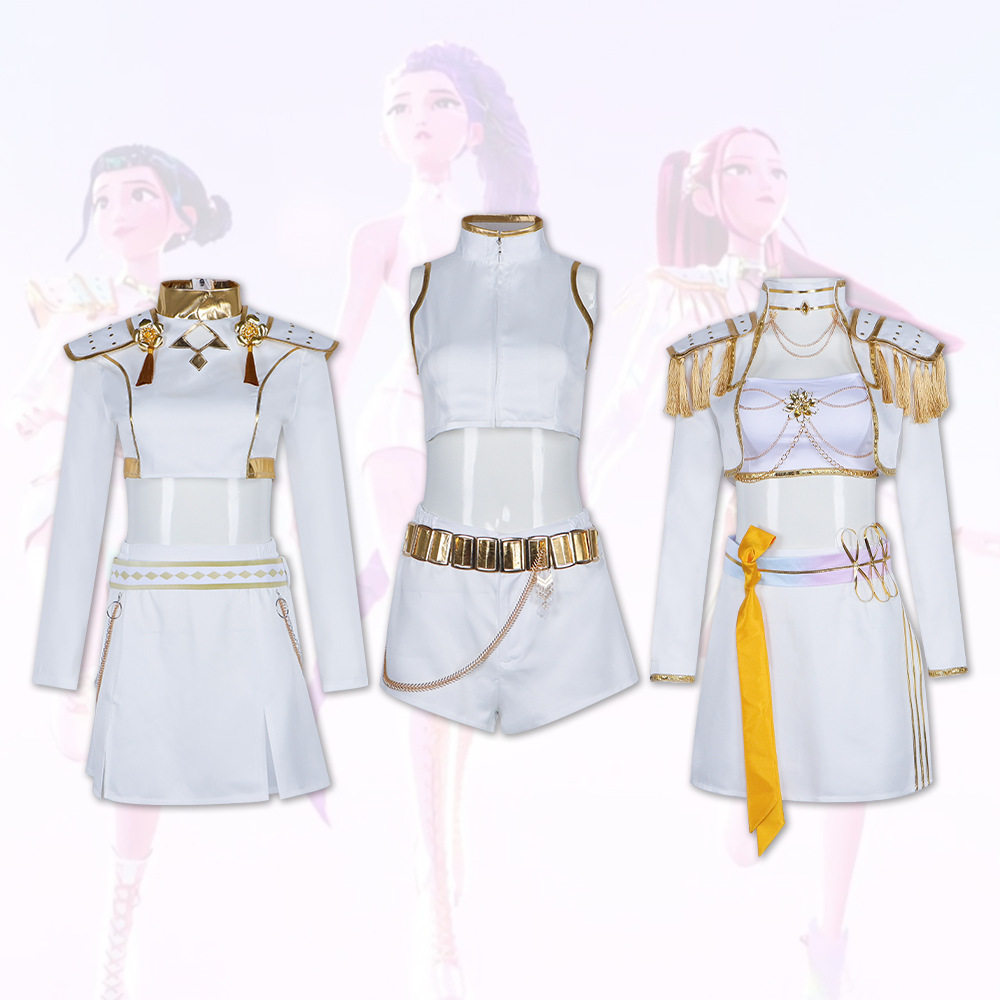 K-POP猎魔女团cos服鲁米白色打歌服cosplay万圣节热门影视表演服