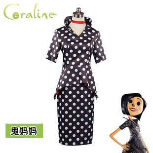 电影鬼妈妈COS服卡洛琳Coraline'sMother角色同款万圣节女裙子