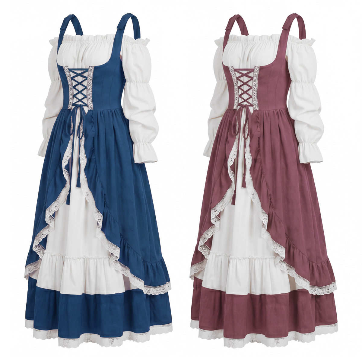 中世纪欧式复古宫廷连衣裙维多利亚公主束腰演出服万圣节表演服装