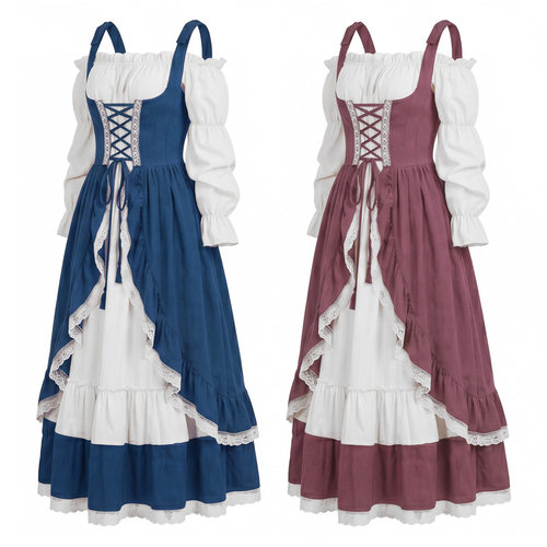 中世纪欧式复古宫廷连衣裙维多利亚公主束腰演出服万圣节表演服装