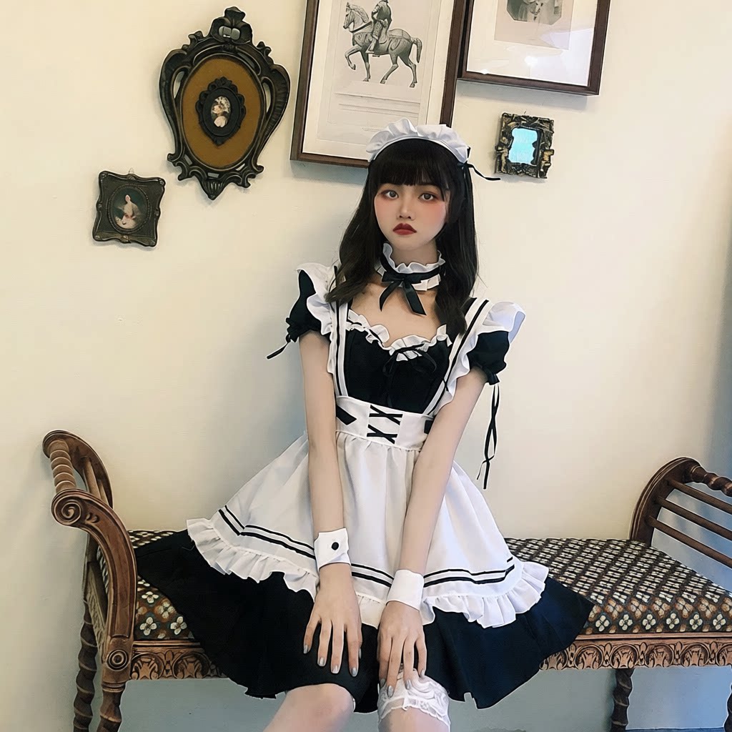 奇迹暖暖环游世界lolita可爱女佣服萝莉塔套装连衣裙动漫服装