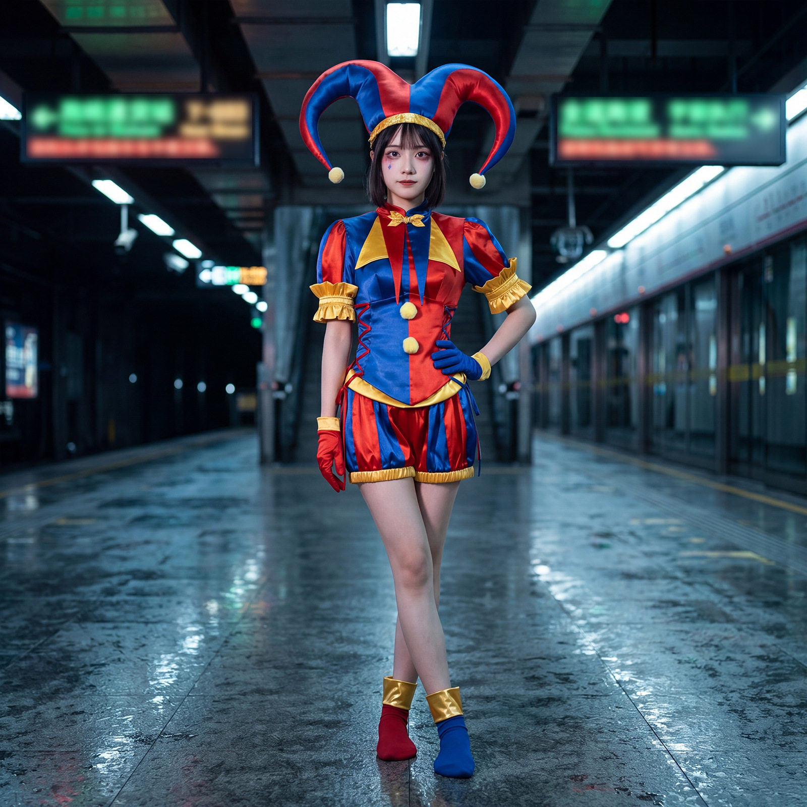 神奇数字马戏团小丑女cos服连体衣带万圣节帕姆尼cos服全套Pomni