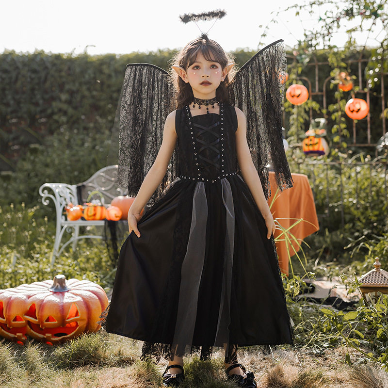 2026万圣节儿童服装天使恶魔吸血鬼cosplay暗夜精灵童装连衣裙女