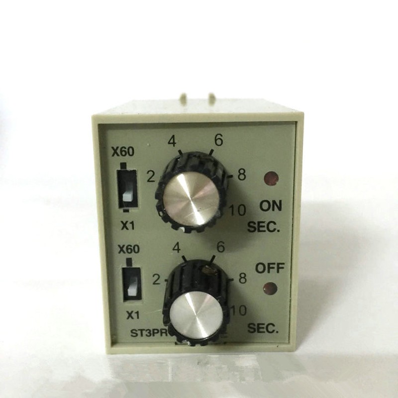 ST3PR无限循环延时间继电器220V双控D24V正反旋钮调节10秒60分30S