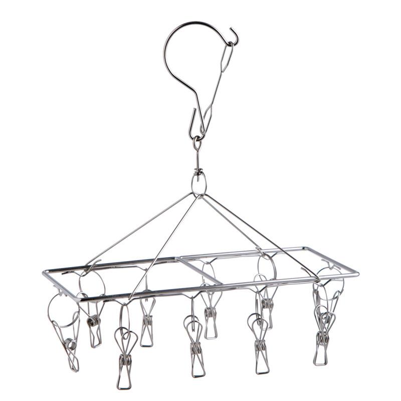 不锈钢晒衣架宿舍用学生多夹子婴儿防风晾衣架袜子夹家用晾内衣架