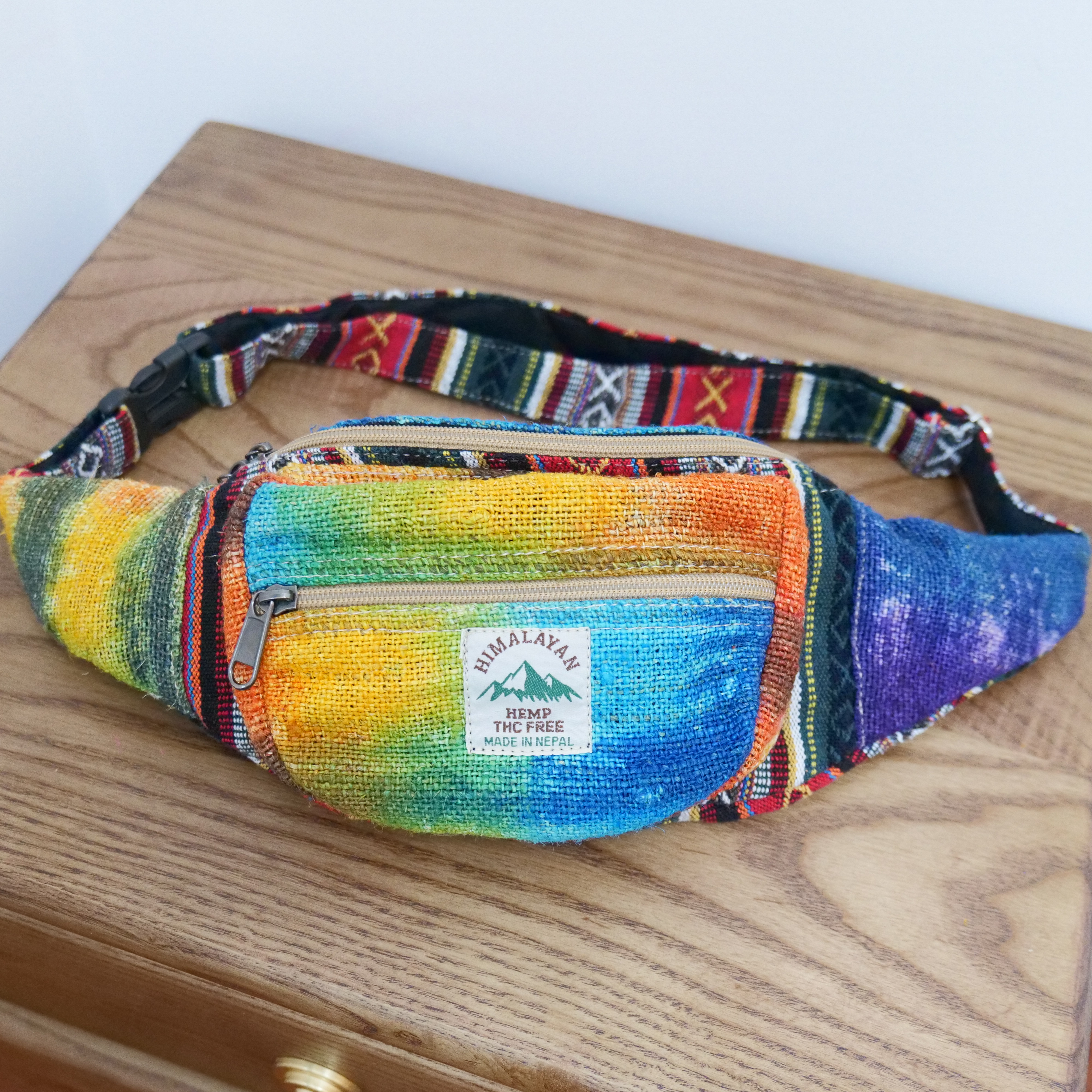 尼泊尔手工棉麻扎染腰包胸包民族风格包手工包