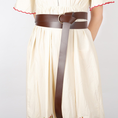 中世纪复古时代佩剑皮带骑士扮演服装配饰两个金属圈腰带PU皮带