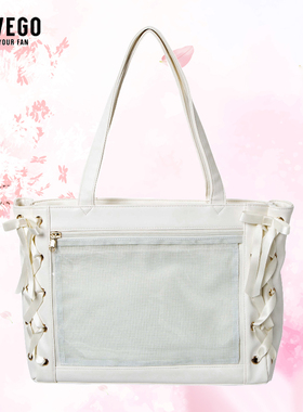 日本WEGO丝带痛丝皇吧唧包S码少女手拎休闲通勤二次元谷子手提包