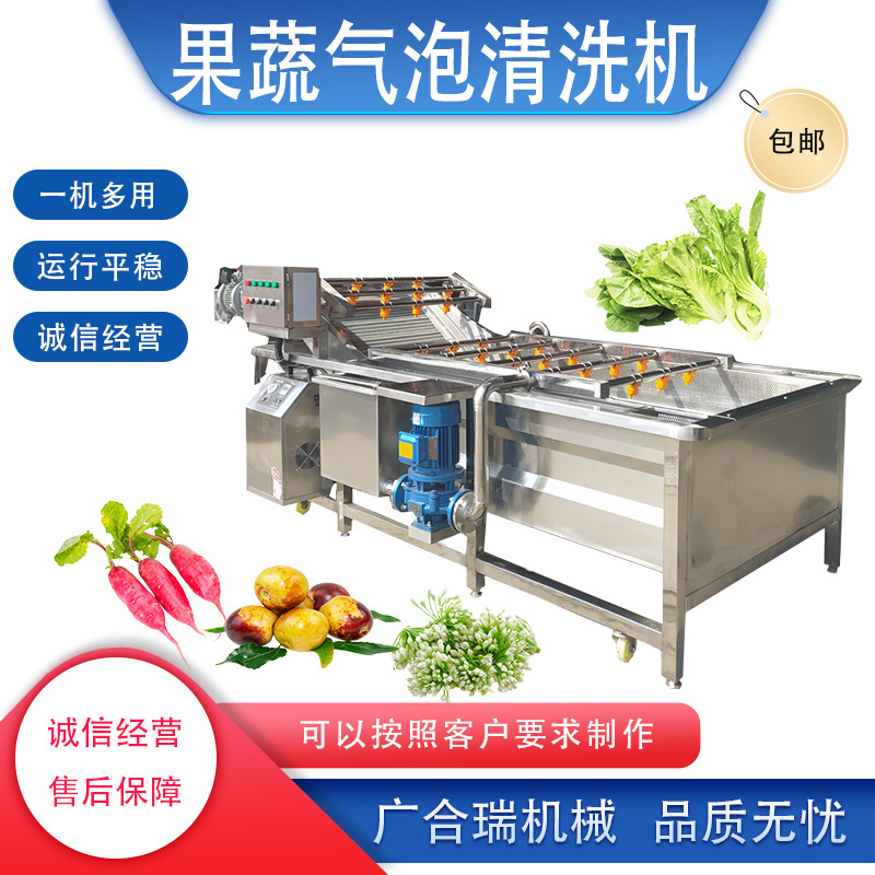 全自动果蔬气泡清洗机 白菜荷兰豆圣女果土豆紫薯喷淋清洗设备