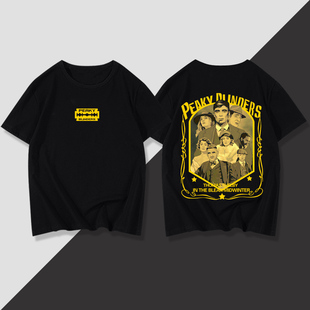 英剧浴血黑帮谢尔比图案印花周边朋克风暗黑系短袖T恤男衣服半袖