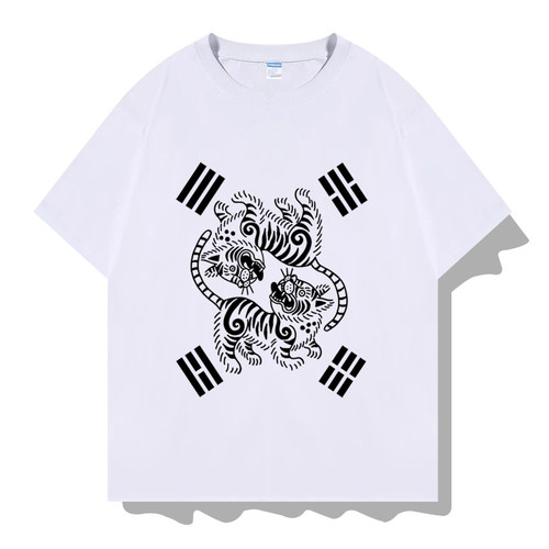 韩国朝鲜东北虎太极虎体恤衫衣服