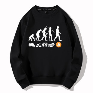 马斯克虚拟货币比特币进化论spacex同款周边圆领卫衣长袖衣服外套