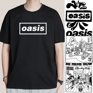 绿洲乐队oasis周边纯棉时尚怀旧经典大码宽松短袖T恤衣服体恤半袖