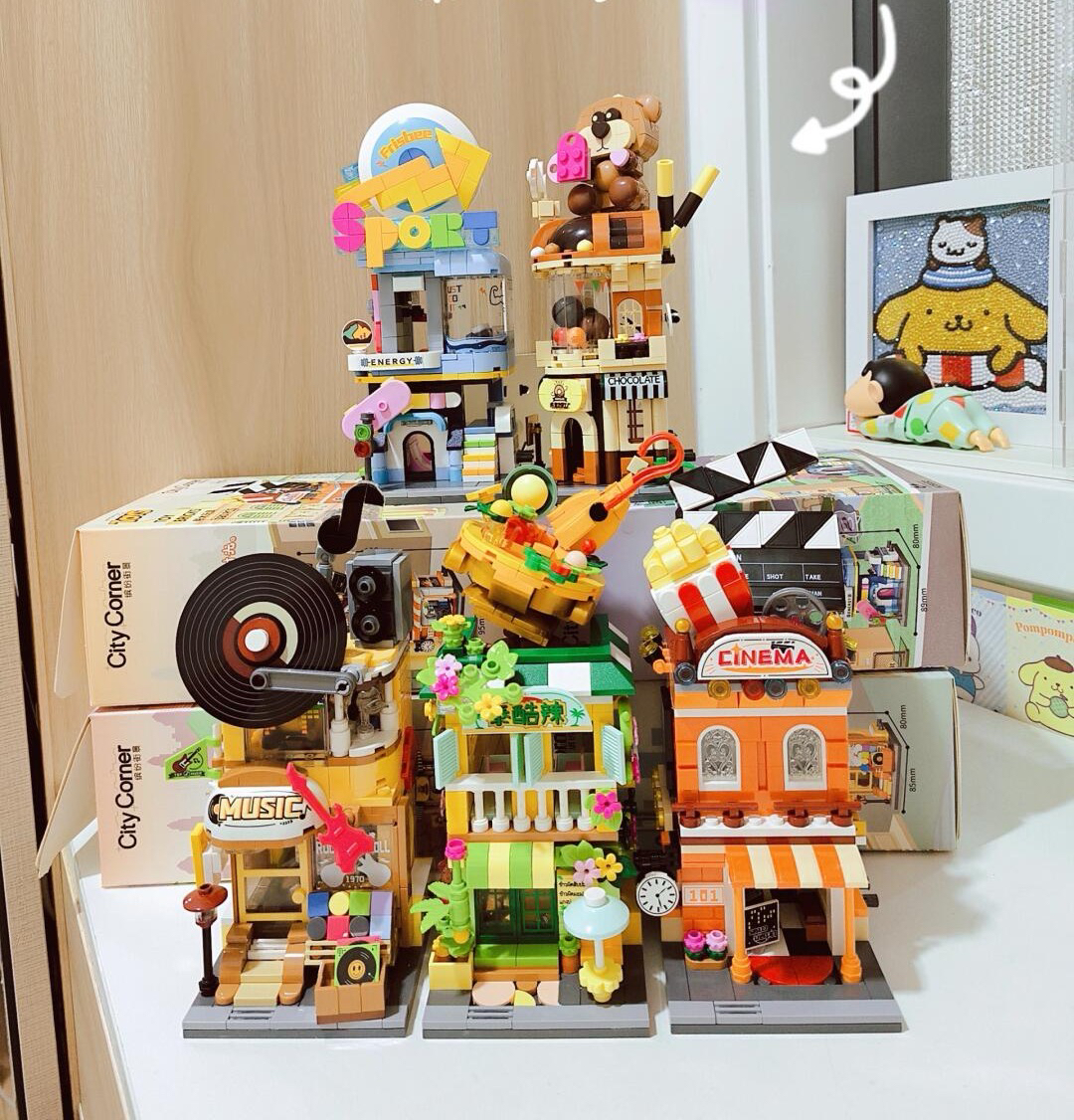 MINISO名创优品缤纷街景第7季同款积木儿童拼装玩具小颗粒摆件礼